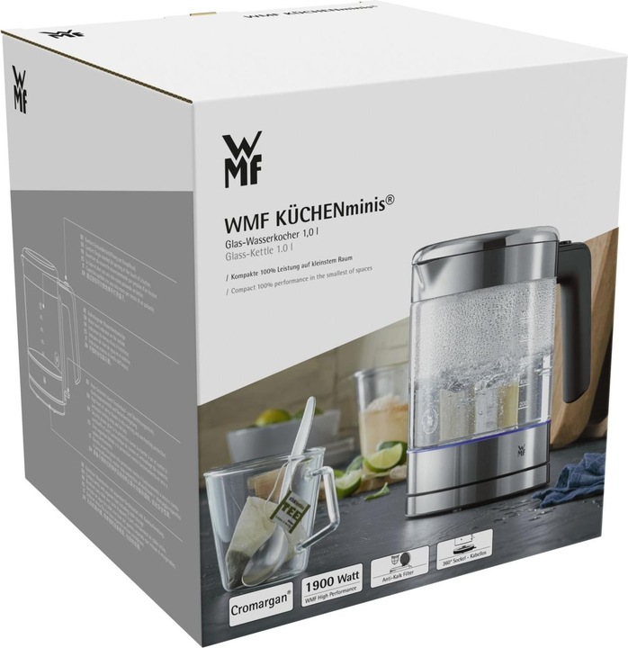 Produktbild WMF KÜCHENminis Reisewasserkocher kabellos / Glas-Wasserkocher klein 1l (1 l)