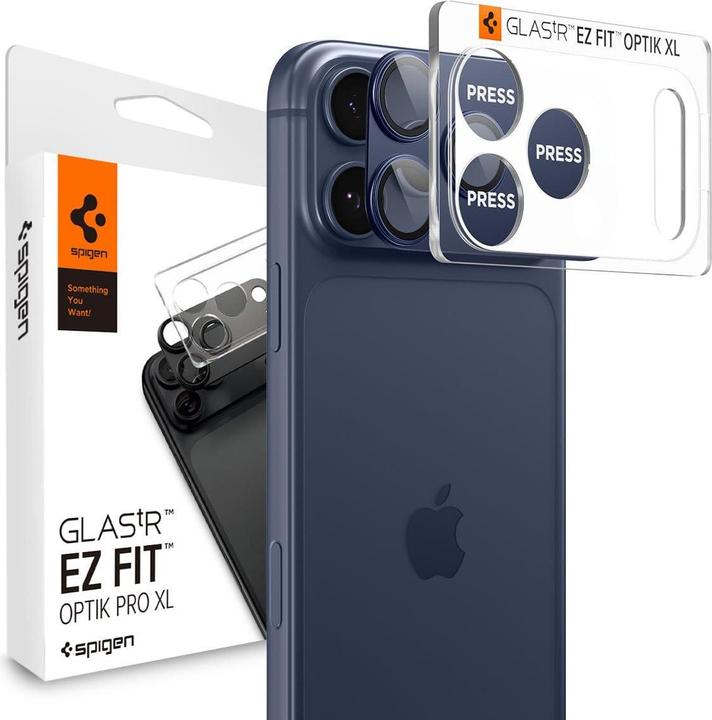 Actual product image Spigen Optik Pro XL EZ Fit iPhone 17 Pro Max Lens Protector Blue (2 pcs., Apple iPhone 17 Pro Max)