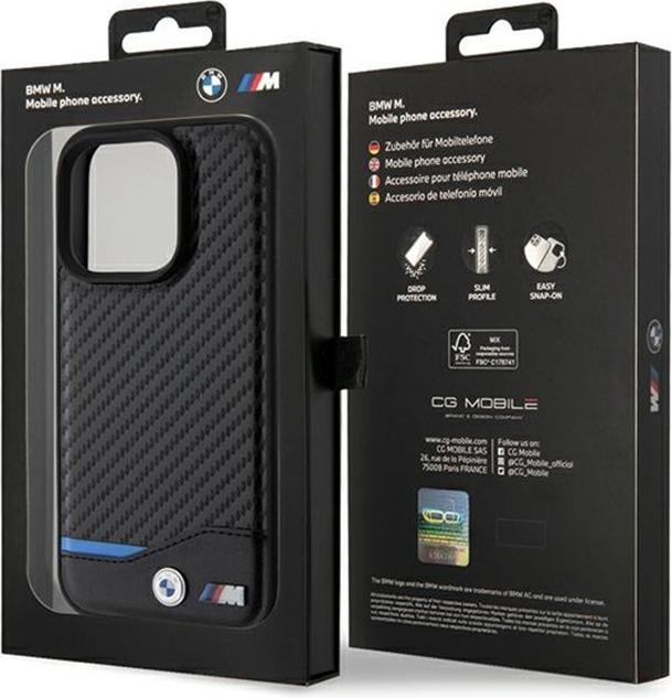 Produktbild BMW BMHMP15X22NBCK iPhone 15 Pro Max 6.7" czarny/black hardcase Leather Carbon MagSafe (Apple iPhone 15 Pro Max)