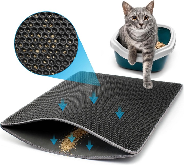 Produktbild Wiltec Fudajo Katzenstreu Matte 76x61cm Katzenklo Unterlage Katzentoilette Auffangmatte