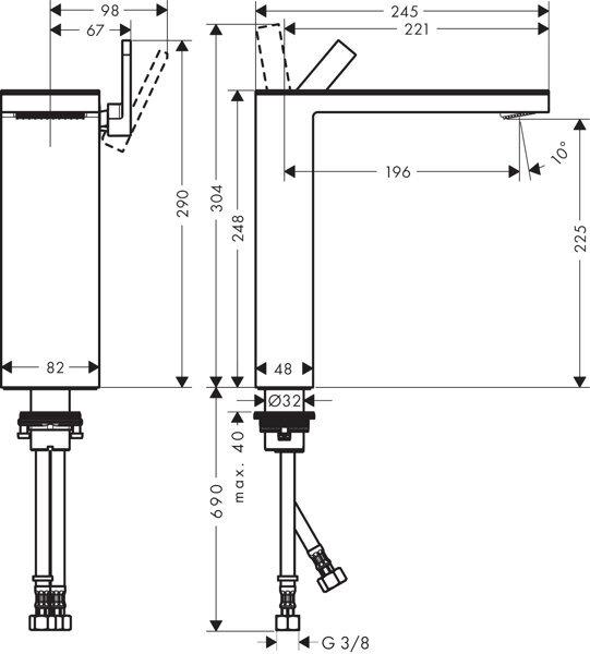 Produktbild Axor MyEdition Einhebel-Waschtischmischer 230 mit Push-Open Ablaufgarnitur, ohne Platte