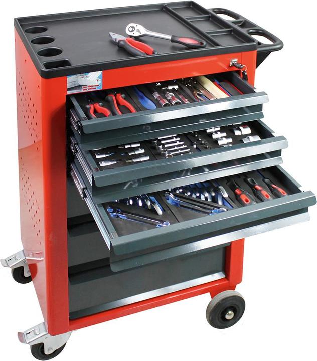 Actual product image ADB Basic workshop trolley filled red 6 drawers (115x)