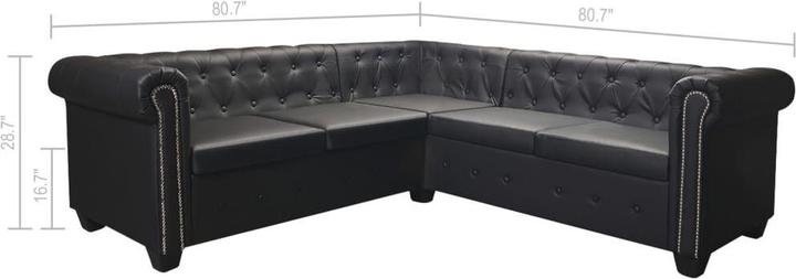 Produktbild vidaXL Chesterfield-Ecksofa 5-Sitzer Schwarz Kunstleder (Ecksofa)