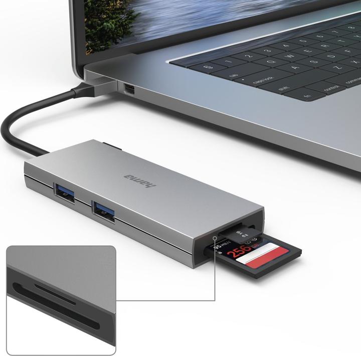Actual product image Hama USB-C-Multiport Adapter (USB-C, 6 Ports)