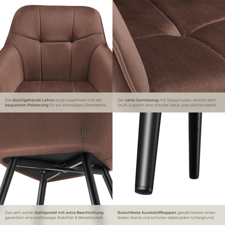 Actual product image tectake chair Marilyn, velvet look, quilted
