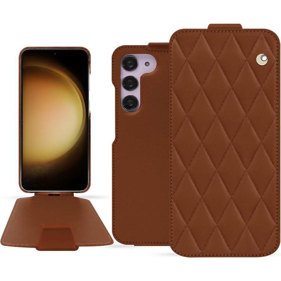 Noreve Lederschutzhülle vertikal (Samsung Galaxy S23+), Smartphone Hülle, Braun