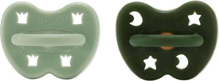 Produktbild Hevea 2er-Pack Naturkautschuk Schnuller, Moss Green + Deep Forrest Green - kiefergerecht (ab 3 Mon.) (2 x, ab 3 Monaten)