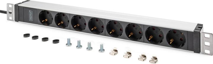 Digitus Socket Strip with Aluminum Profile, 8-way safety socket, 2 m cable, IEC C20 plug