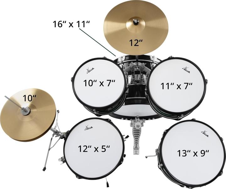 Produktbild XDrum Junior Pro Kinderdrumstel mit komplettem Zubehör und Drum-Schule (Acoustic-Drum)