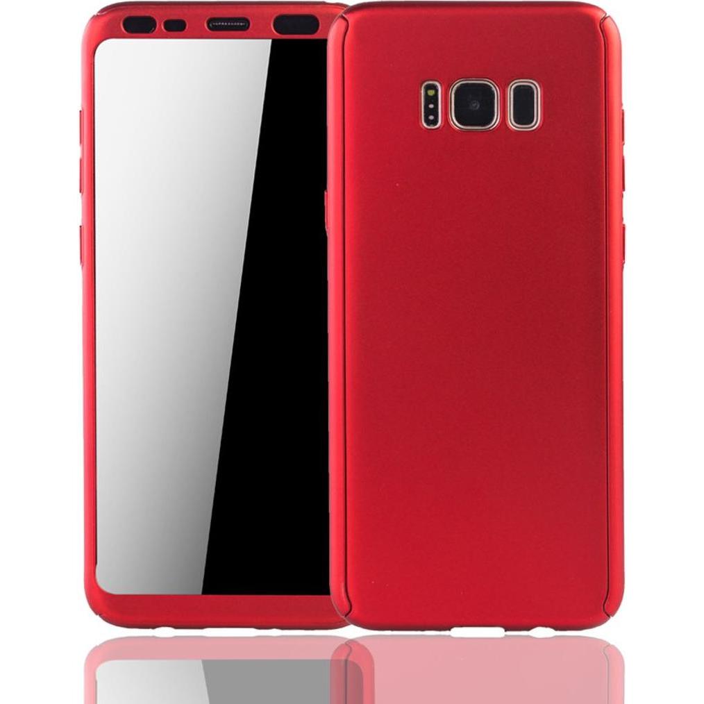 König Design Hülle Handy Schutz für Samsung Galaxy S8 Full Case Cover Displayschutz Etuis Rot (Samsung Galaxy S8+), Smar...