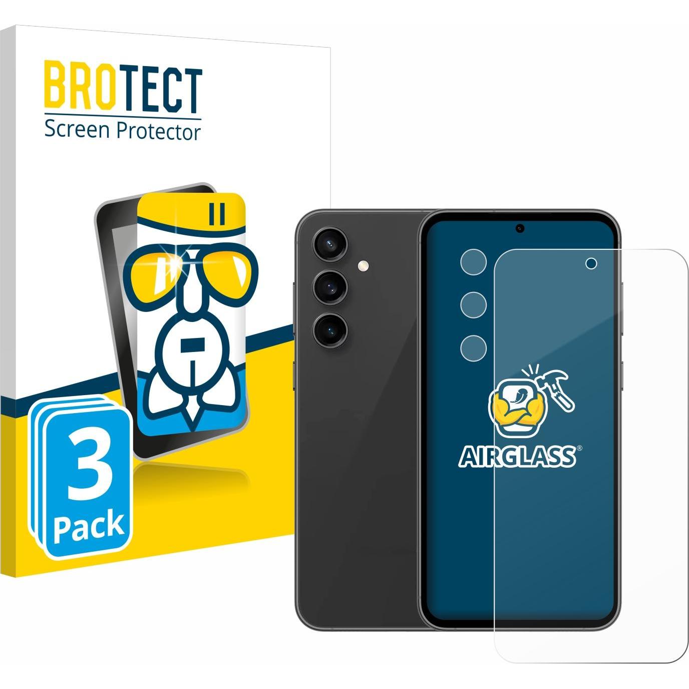 BROTECT AirGlass Panzerglasfolie (3 Stück, Samsung Galaxy S23 FE), Smartphone Schutzfolie, Transparent