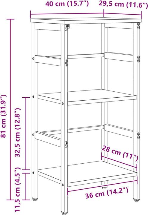 Produktbild vidaXL Bücherregal (29.50 x 40 x 81 cm)