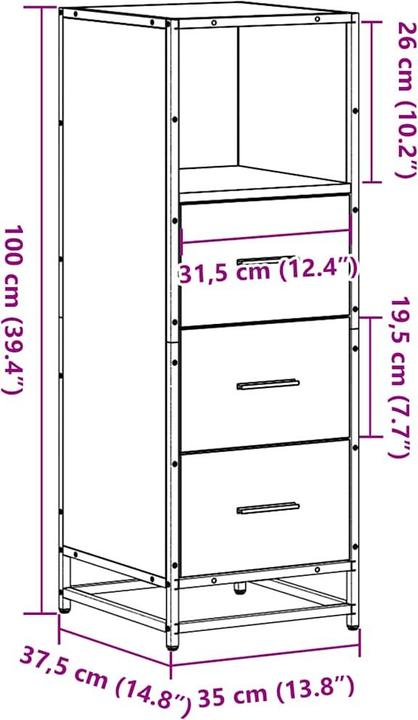 Produktbild vidaXL Badschrank (35 x 37.50 x 100 cm)