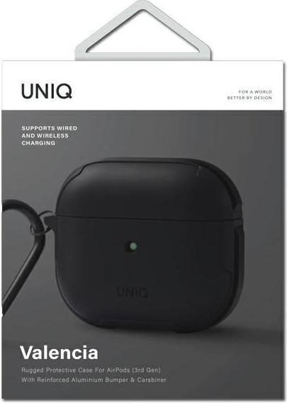 Image du produit Uniq étui Valencia AirPods 3 czarny/midnight black Antimicrobien (Manchon pour casque d'écoute)