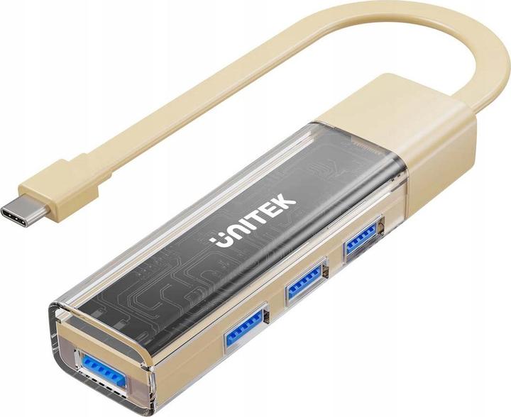 Unitek HUB USB hub dwukierunkowy USB C/USB A 5Gbps, 4x USB A kremowy (USB-A, USB-C, 4 ports)