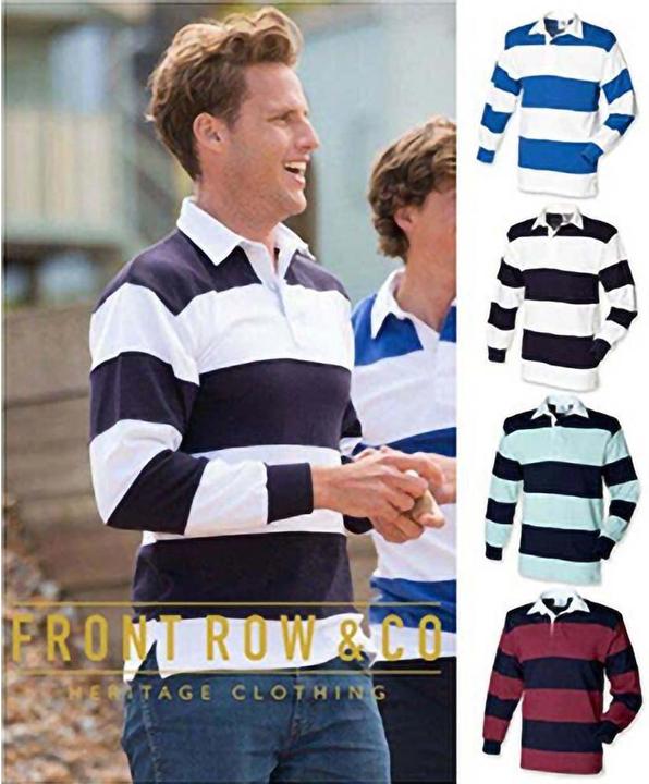 Immagine prodotto Front Row Polo da rugby a maniche lunghe a righe (L)