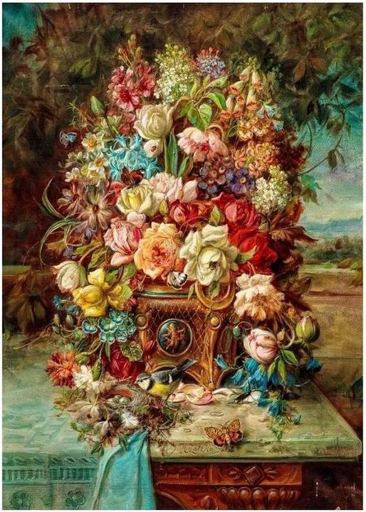 Actual product image Enjoy Puzzle ENJOY-1518 - Hans Zatzka: Flower Still Life with Blue Tit, Puzzle, 1000 pieces (1000 pieces)