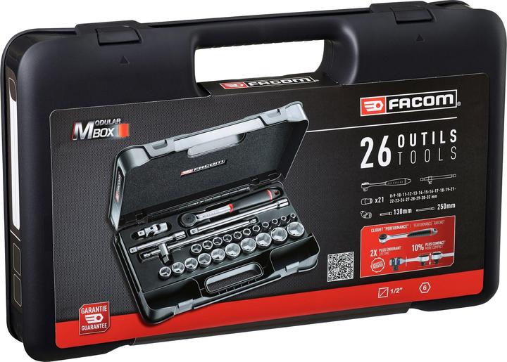 Actual product image Facom Socket wrench set 1/2" / 25 parts / S.161-4P6 (10 mm, 12 mm, 13 mm, 14 mm, 15 mm, 16 mm, 17 mm, 18 mm, 19 mm, 21 mm, 22 mm, 23 mm, 24 mm, 27 mm, 28 mm, 29 mm, 30 mm, 32 mm)