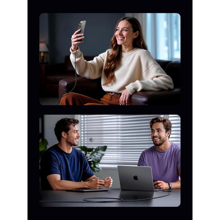 Image du produit Ugreen L524 PD 3A 2m USB-C to USB-C cable (gray) (2 m, 60 W)