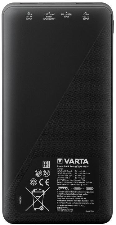 Actual product image Varta Energy (20000 mAh, 15 W, 74 Wh)