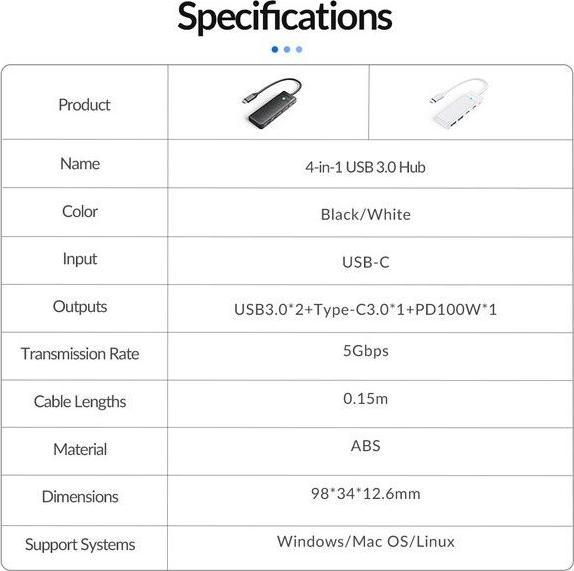 Actual product image Orico PW Series (USB-C, 4 Ports)