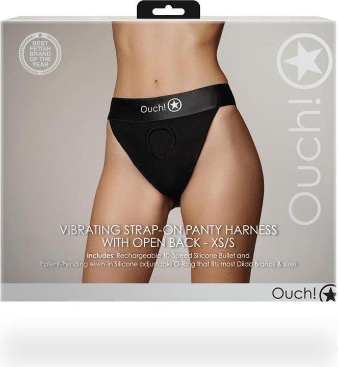 Produktbild Ouch! Vibrating Strap-on Panty Harness with Open Back - XS/S
