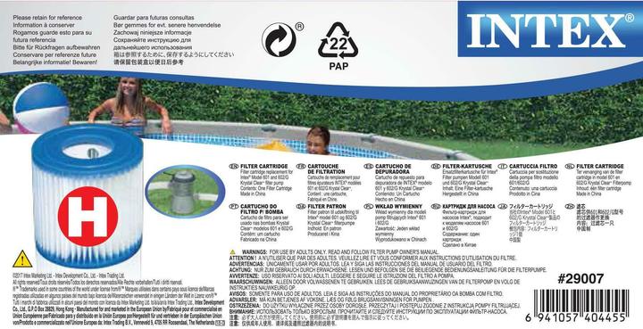 Actual product image Intex Filter cartridge H