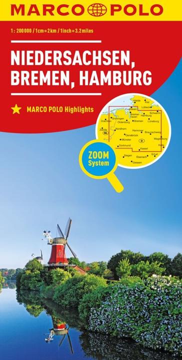 Actual product image Marco Polo Map Lower Saxony, Bremen, Hamburg. Lower Saxony, Bremen, Hamburg. Basse-Saxe, Breme, H