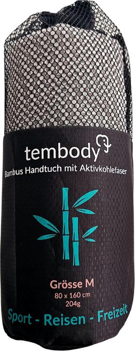 Tembo Bambus Reisehandtuch mit Aktivkohlefasern Grau M