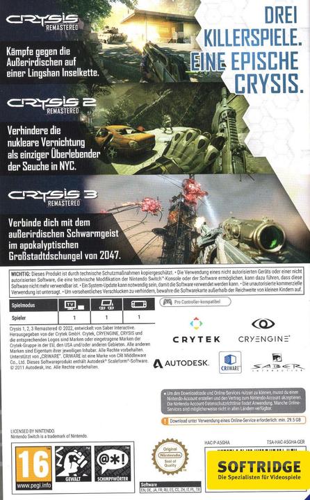 Actual product image Crytek Crysis Remastered Trilogy (Code in a Box) (Switch, DE)