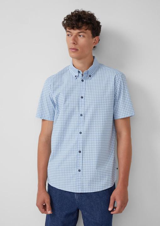 Immagine prodotto s.Oliver Hemd Regular Fit: Gemustertes Kurzarmhemd aus Baumwolle mit Button-Down-Kragen (L)