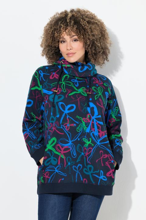 Produktbild Ulla Popken Sweatshirt, Scribble-Muster, Stehkragen, Langarm (46, 48)