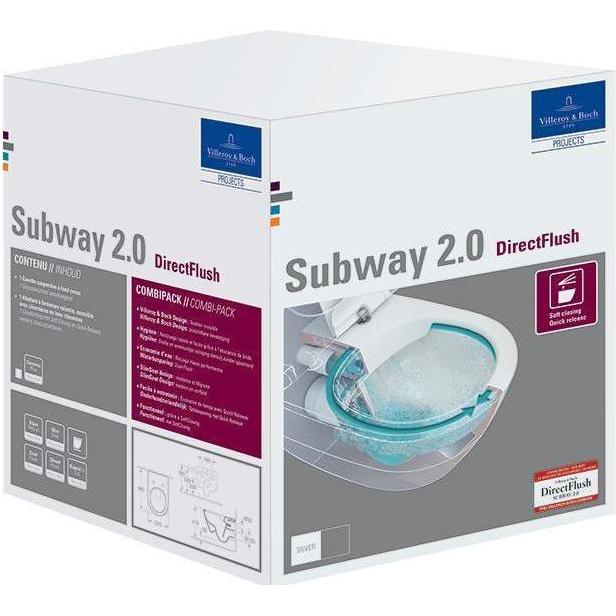 Villeroy & Boch, Toilette + Bidet, V&B Combi-Pack SUBWAY 2.0 m WWC ti. DF u WCSitz SlimSeat we cplus