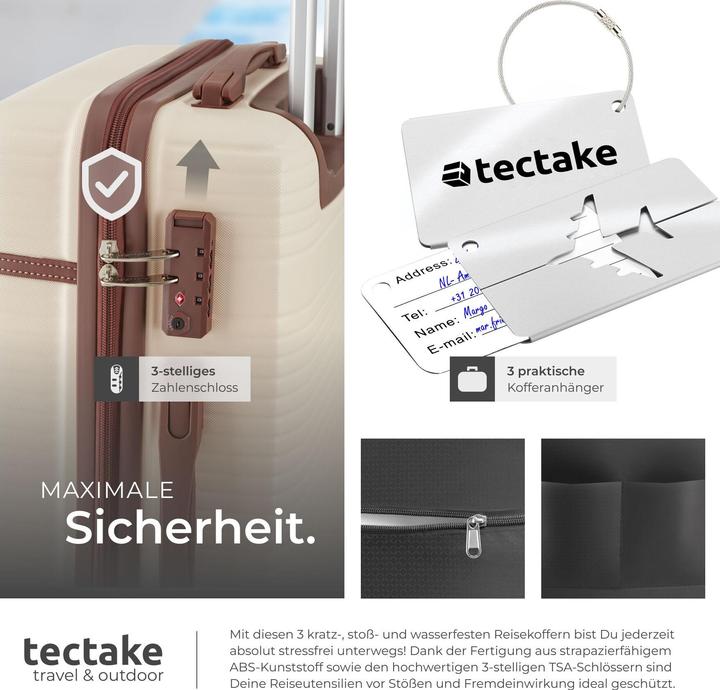 Image du produit tectake Ensemble de valises Madison, 13 pièces, serrure TSA (92 l)