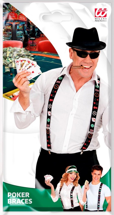 Actual product image Widmann Adjustable braces with clips Poker motifs (One size)