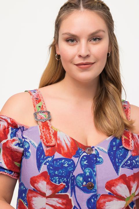 Produktbild Ulla Popken Trachtenbluse, Leinenmix, Spitze, zum Knöpfen, Halbarm (46, 48)