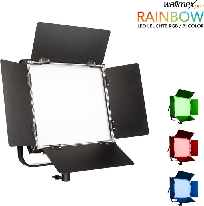 Actual product image Walimex pro pro 23067 LED Rainbow 100W RGBW Set 2 (2x Rainbow 100W, 2x lamp stand GN-806) (Surface luminaire, Video light)