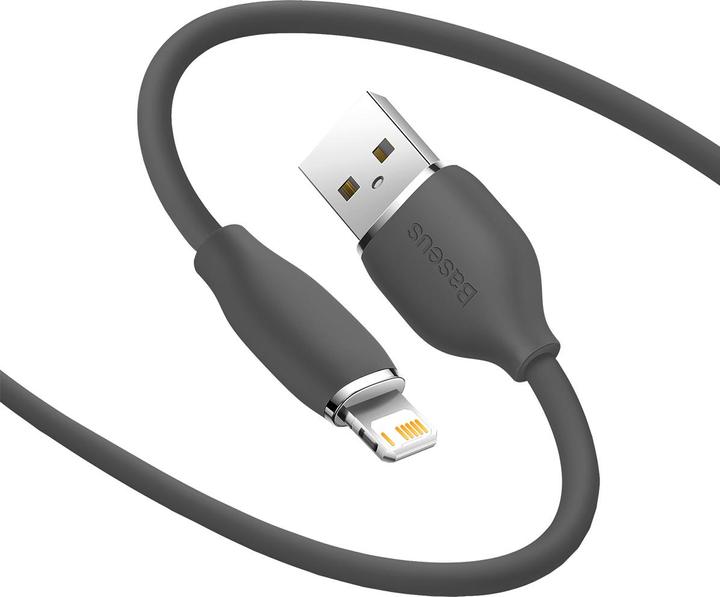 Actual product image Baseus Jelly Liquid Silica Gel Fast Charging Data Cable USB to iP 2.4A 2m Black (2 m, USB 2.0)