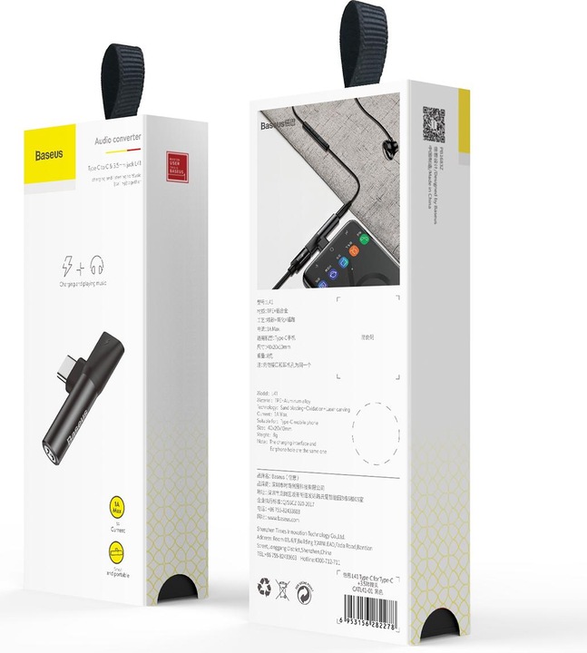 Actual product image Baseus 2in1 USB Type-C Adapter (USB Type C, 3.5mm jack, USB Type C)
