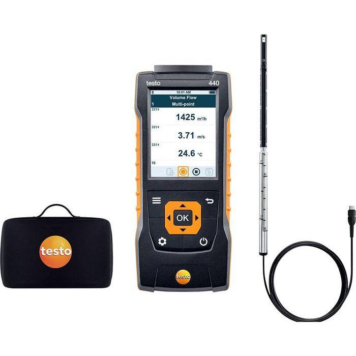 Testo, Detektor, 440 Anemometer +1370 (Temperature-TC) °C, +150 (Temperature-NTC) °C max.Temp. versch.Messparam