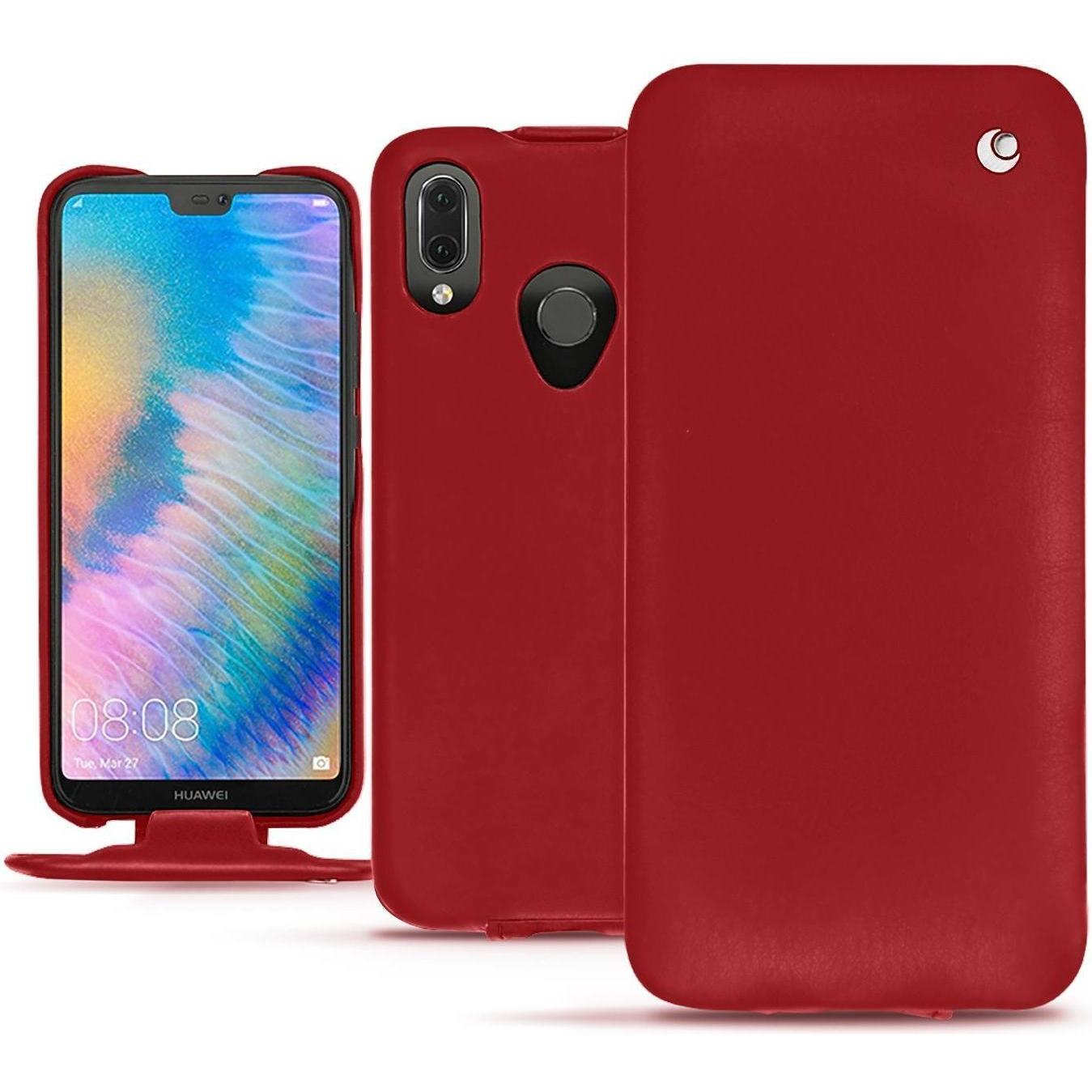 Noreve Lederschutzhülle vertikal (Huawei P20 Lite), Smartphone Hülle, Rot