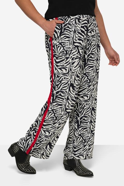 Actual product image Angel of Style Straight Wide Leg Zebra Print Pants with Side Stripes and Elastic Waist (50)
