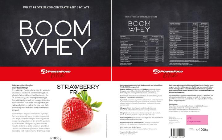 Actual product image Powerfood Boom Whey (Strawberry, 1 pcs., 1000 g)