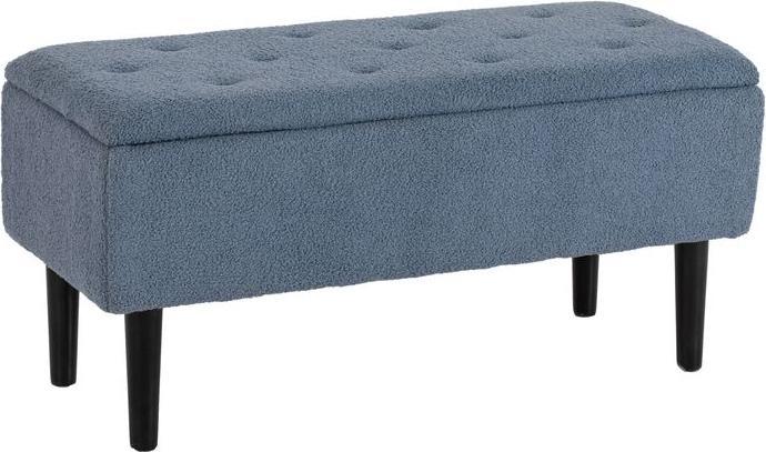 Swisshandel24 Upholstered bench with storage space, seat chest, cashmere look, up to 120 kg, natural wood frame (95 cm)
