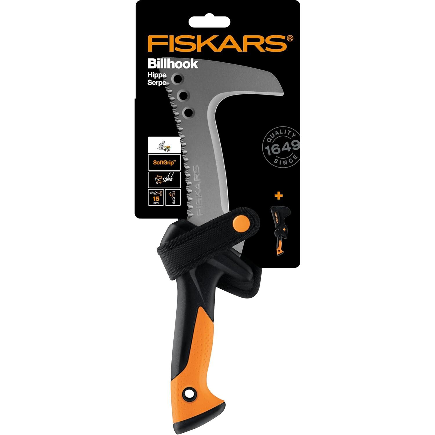 Thumbnail - Fiskars, Gartenschere, Hippe, Auch als Sappie verwendbar, Inkl. Holster aus Nylon, Klingenlänge: 15 cm, Gehärteter