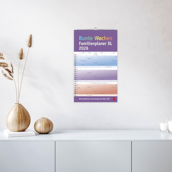 Produktbild Bunte Wochen Familienplaner XL 2026 (27 x 45 cm)