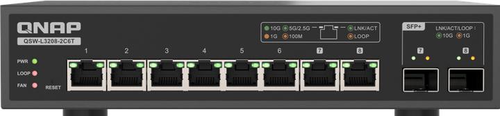 Immagine prodotto QNAP QSW-L3208-2C6T 6 ports 10Gbps 2 ports (8 Porti)