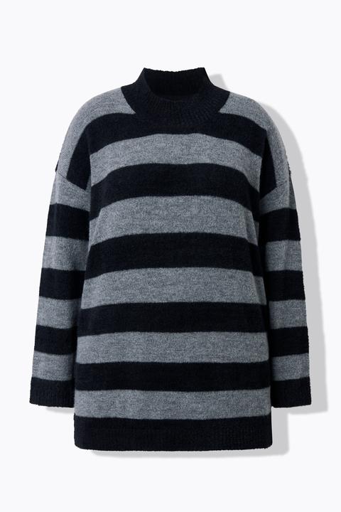 Produktbild Ulla Popken Pullover, Streifen, Stehkragen, Langarm, kuschelweich (62)