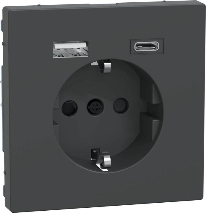 Produktbild Merten MEG2367-6034 USB A+C 3A Anthrazit System Design Steckdose SCHUKO