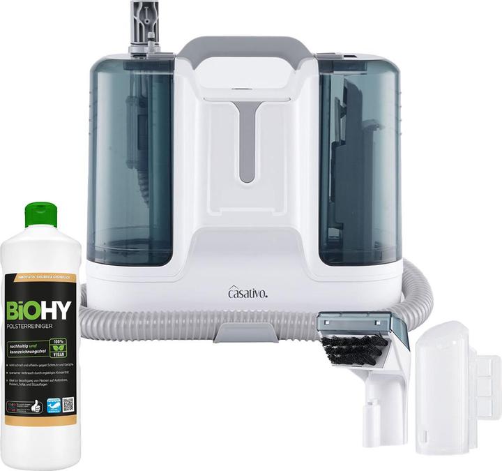 Casativo Polsterreinigungsset: 450-Watt-Waschsauger & Polsterreiniger-Konzentrat